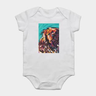 cavalier king charles spaniel Dog Bright colorful pop dog art Baby Bodysuit